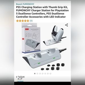 PS5 Charging Station with Thumb Grip Kit, FUMONCHY Charger Station for Playstati